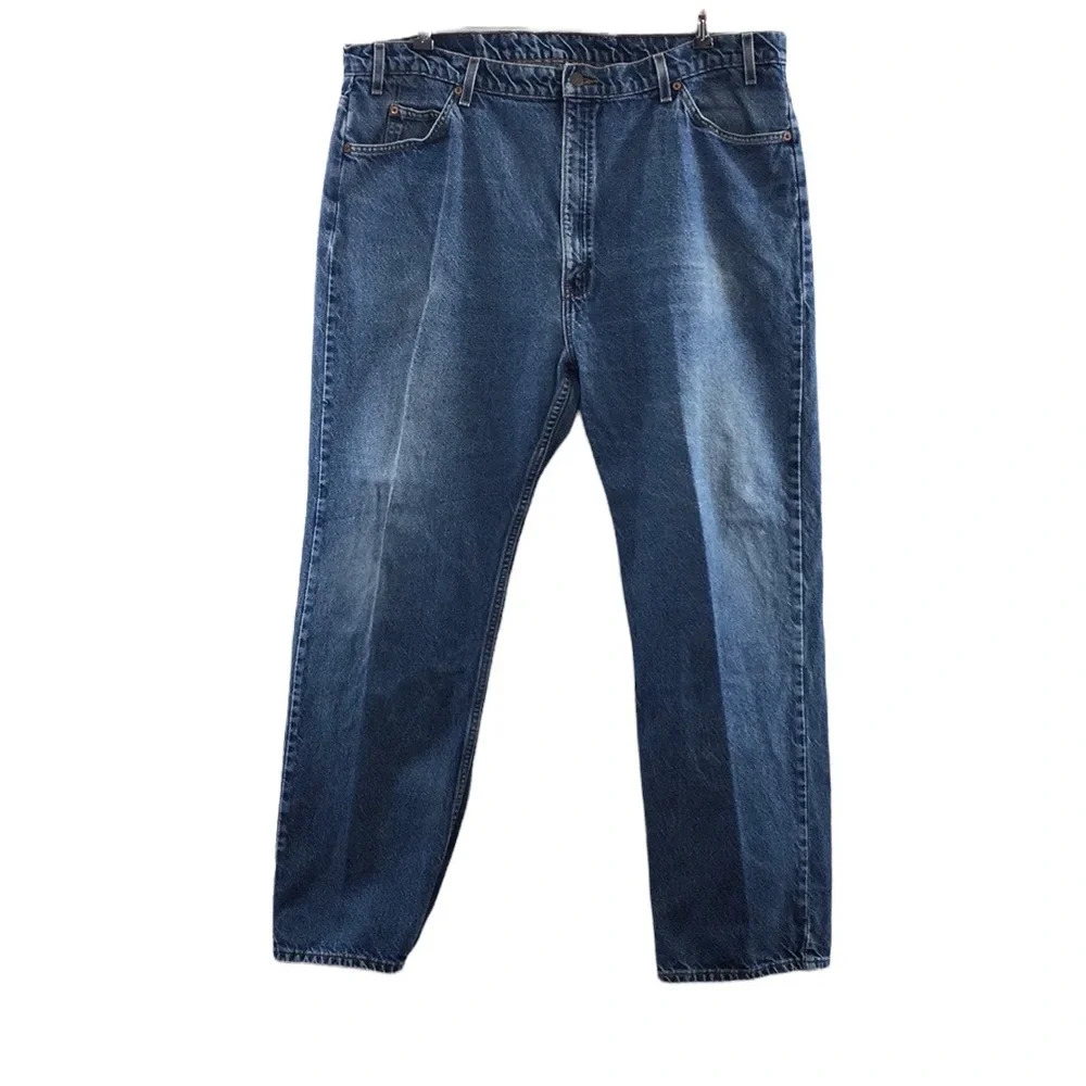 Levi's 505 Vtg Straight Leg Jeans Mens 44x32 Light Wash Regular Fit Orange Tab